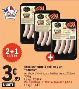 E.Leclerc Saucisse cuite à poêler x 4 aanbieding