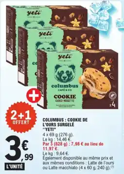 E.Leclerc Columbus cookie de l'ours surgelé yeti aanbieding