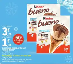 E.Leclerc Glace cône chocolat au lait "Kinder bueno" aanbieding