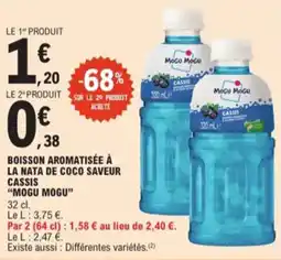 E.Leclerc Boisson aromatisée à la nata de coco saveur cassis "Mogu Mogu" aanbieding