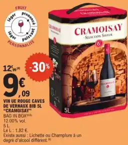 E.Leclerc Vin ue rouge caves de vernaux bib 5l aanbieding