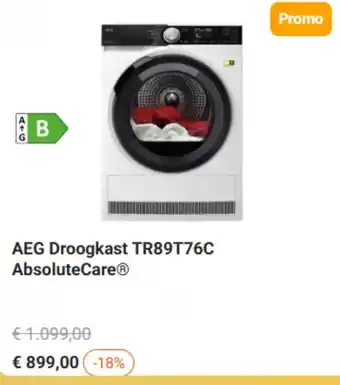 Aeg droogkast tr89t76c absolute care