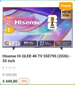 Krëfel Hisense hi-qled 4k tv 55e79s aanbieding