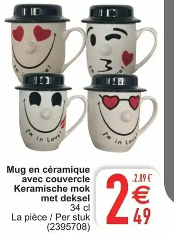 Cora Mug en ceramique avec couvercle Keramische mok met deksel aanbieding