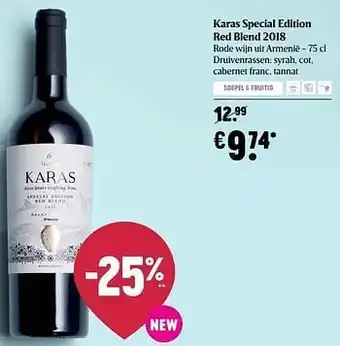 Delhaize Karas special edition rode wijn aanbieding