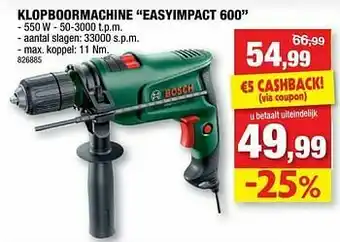 Hubo Bosch klopboormachine easyimpact 600 aanbieding