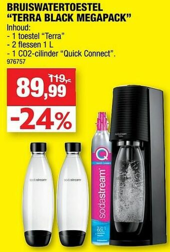 Hubo Sodastream bruiswatertoestel terra black megapack aanbieding