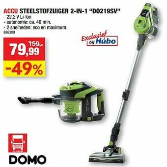 Hubo Domo elektro accu steelstofzuiger 2-in-1 do219sv aanbieding