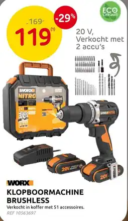 BricoPlanit Klopboormachine brushless aanbieding