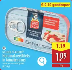 ALDI GOLDEN SEAFOOD Horsmakreelfilets in tomatensaus aanbieding