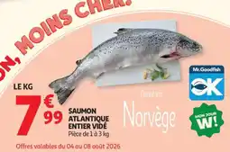 Auchan saumon atlantique entier vidé aanbieding