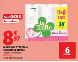 Auchan Papier toilette maxi douceur le trèfle aanbieding