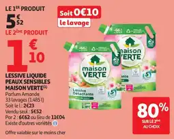 Auchan Lessive liquide peaux sensibles maison verte aanbieding