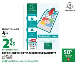 Auchan lot de 100 pochettes perforées exacompta aanbieding