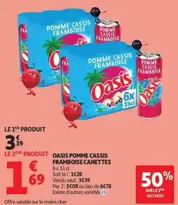 Auchan Oasis pomme cassis framboise canettes aanbieding