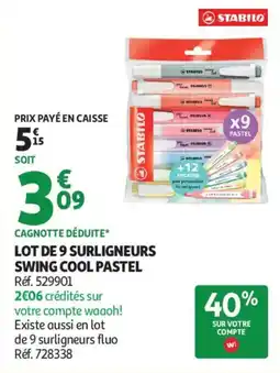 Auchan lot de 9 surligneurs swing cool pastel aanbieding
