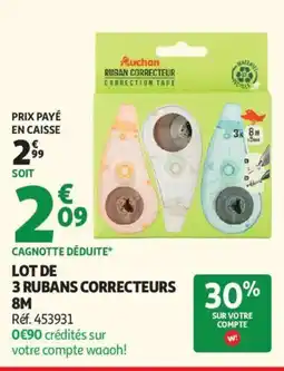 Auchan lot de 3 rubans correcteurs aanbieding