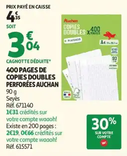 Auchan copies doubles perforées auchan aanbieding