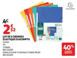 Auchan lot de 5 chemises élastique exacompta aanbieding