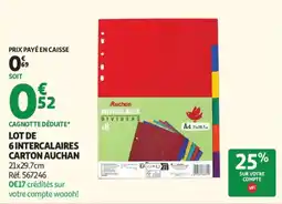 Auchan lot de 6 intercalaires carton auchan aanbieding