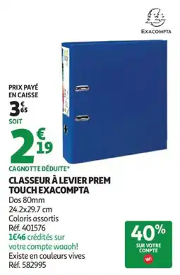 Auchan Classeur à levier prem touch exacompta aanbieding