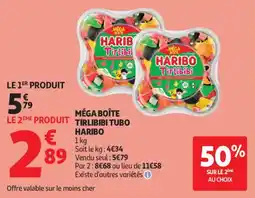 Auchan Méga boîte tirlibibi tubo haribo aanbieding