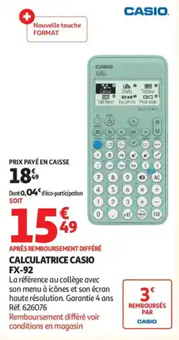 Auchan Calculatrice casio fx-92 aanbieding