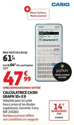 Auchan Calculatrice casio graph 35+ e ii aanbieding