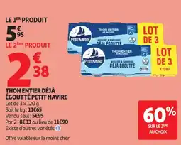 Auchan Thon entier déjà égoutté petit navire aanbieding