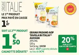 Auchan grana padano aop tavola in italia aanbieding