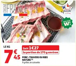 Auchan porc : travers ou ribs nature aanbieding