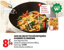 Auchan Wok de crevettes décortiquées marinées à l'indienne aanbieding