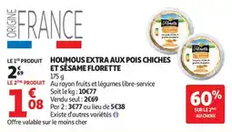 Auchan Houmous extra aux pois chiches et sésame florette aanbieding