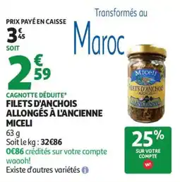 Auchan Filets d'anchois allongés à l'ancienne miceli aanbieding