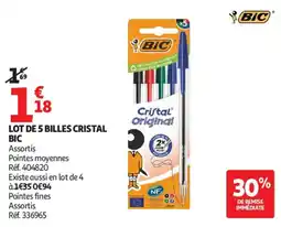 Auchan lot de 5 billes cristal bic aanbieding