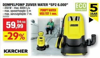 Hubo Kärcher dompelpomp zuiver water sp2 6.000 aanbieding