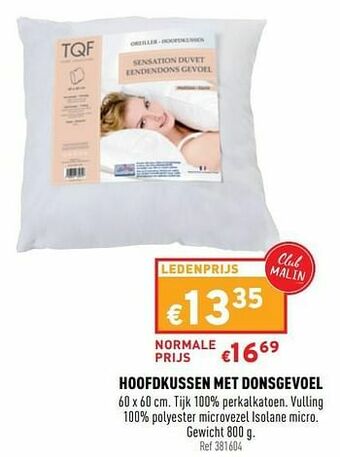 Trafic Hoofdkussen met donsgevoel aanbieding