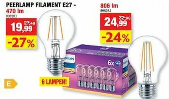 Hubo Peerlamp filament e27 aanbieding