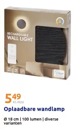 Action Oplaadbare wandlamp aanbieding
