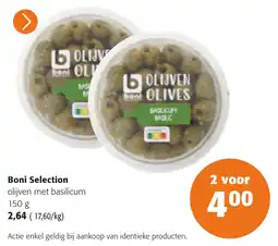Colruyt boni selection olijven met basilicum aanbieding