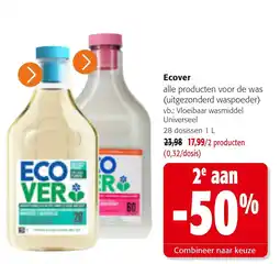 Colruyt Ecover alle producten voor de was aanbieding