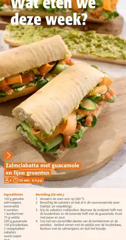 Colruyt Zalmciabatta met guacamole en fijne groenten aanbieding