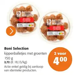 Colruyt Boni Selection kippenballetjes met groenten aanbieding