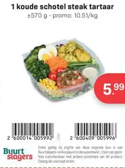 Buurtslagers koude schotel steak tartaar aanbieding