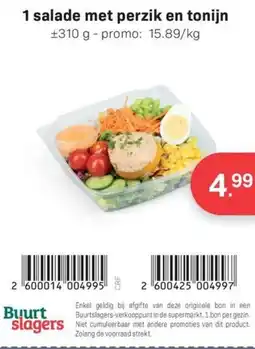 Buurtslagers salade met perzik en tonijn aanbieding