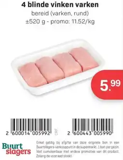Buurtslagers 4 blinde vinken varken aanbieding