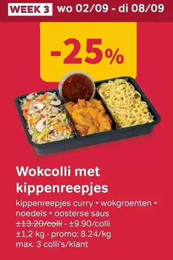 Wokcolli met kippenreeppjes
