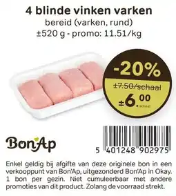 Bon Ap 4 blinde vinken varken aanbieding
