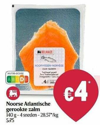Delhaize Noorse atlantische gerookte zalm aanbieding