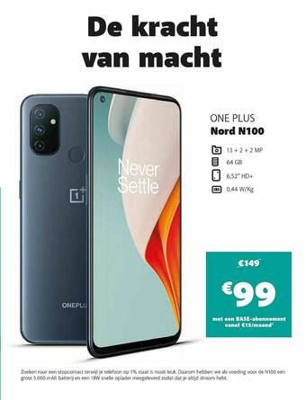 Base One Plus Nord N100 aanbieding